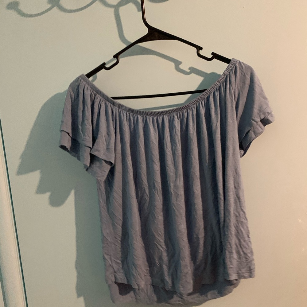 baby blue off the shoulder top